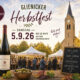 Glienicker Herbstfest von Arnos Weinladen, Samstag 5.9.26 ab 14 Uhr auf dem Kirchengelände. Gute Weine, feine Tropfen, Lebensfreude – wir freuen uns auf Sie!